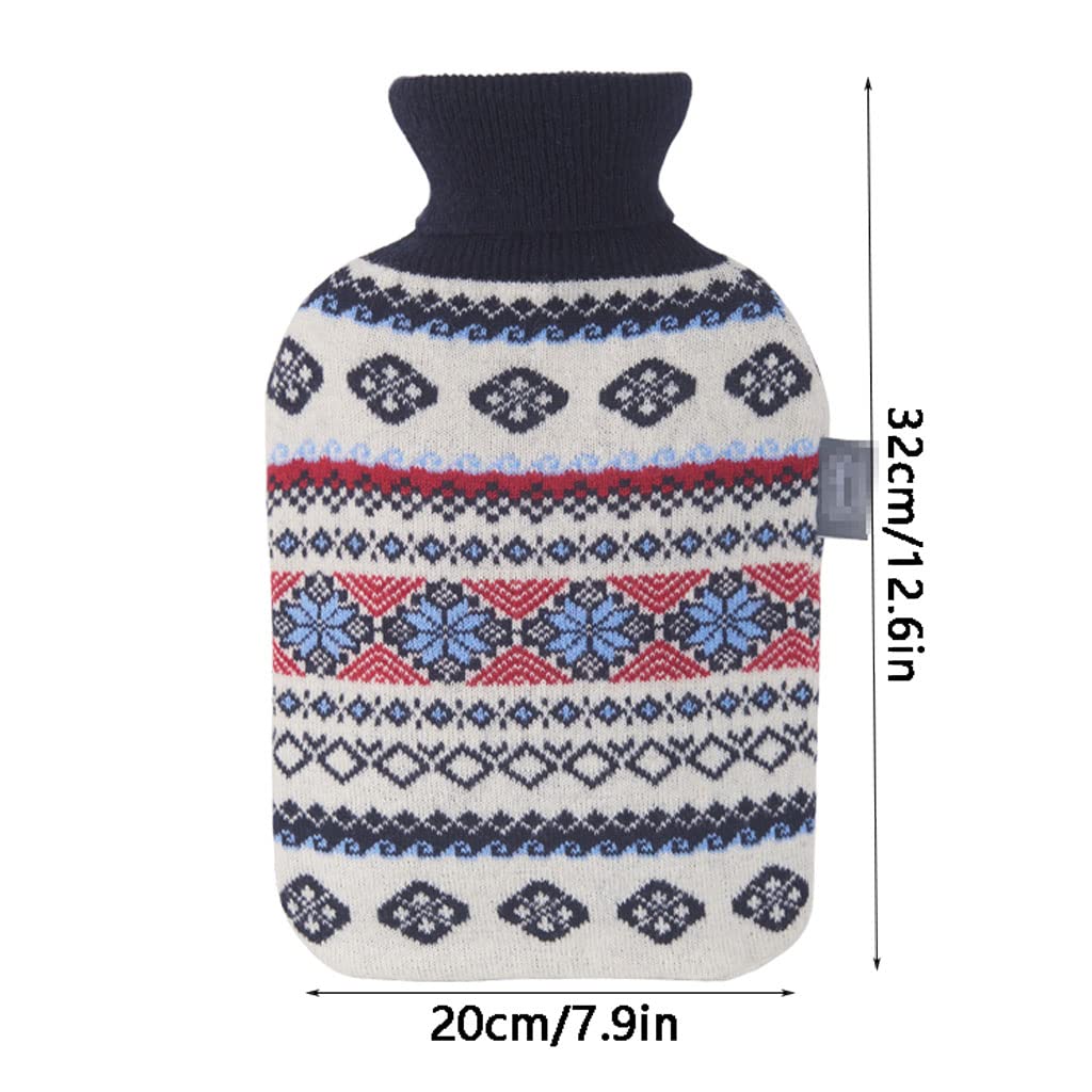 Wärmflasche, Handwärmer, PVC mit Strickbezug, 2 l, groß, tragbar, Warm- und Kaltpackung, Winter-Handwärmer, Warmwasserbeutel für Menstruationskrämpfe