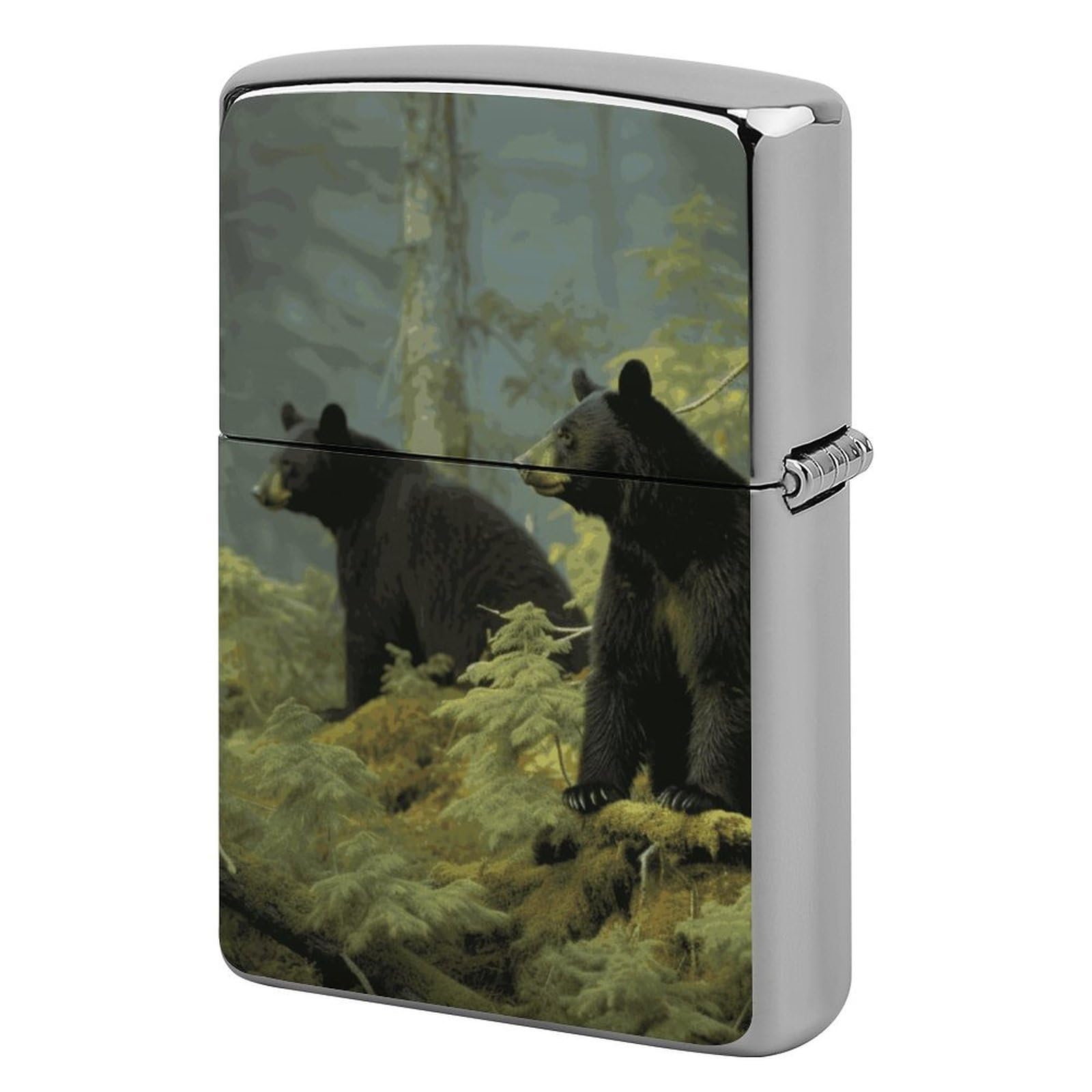 Black Bears Lighter Case for Men, Personalized Lighter Cover for Valentine's Day Gifts, Flip-Top Lighters Shell for Outdoor, Portable Lighters Protective Sleeve