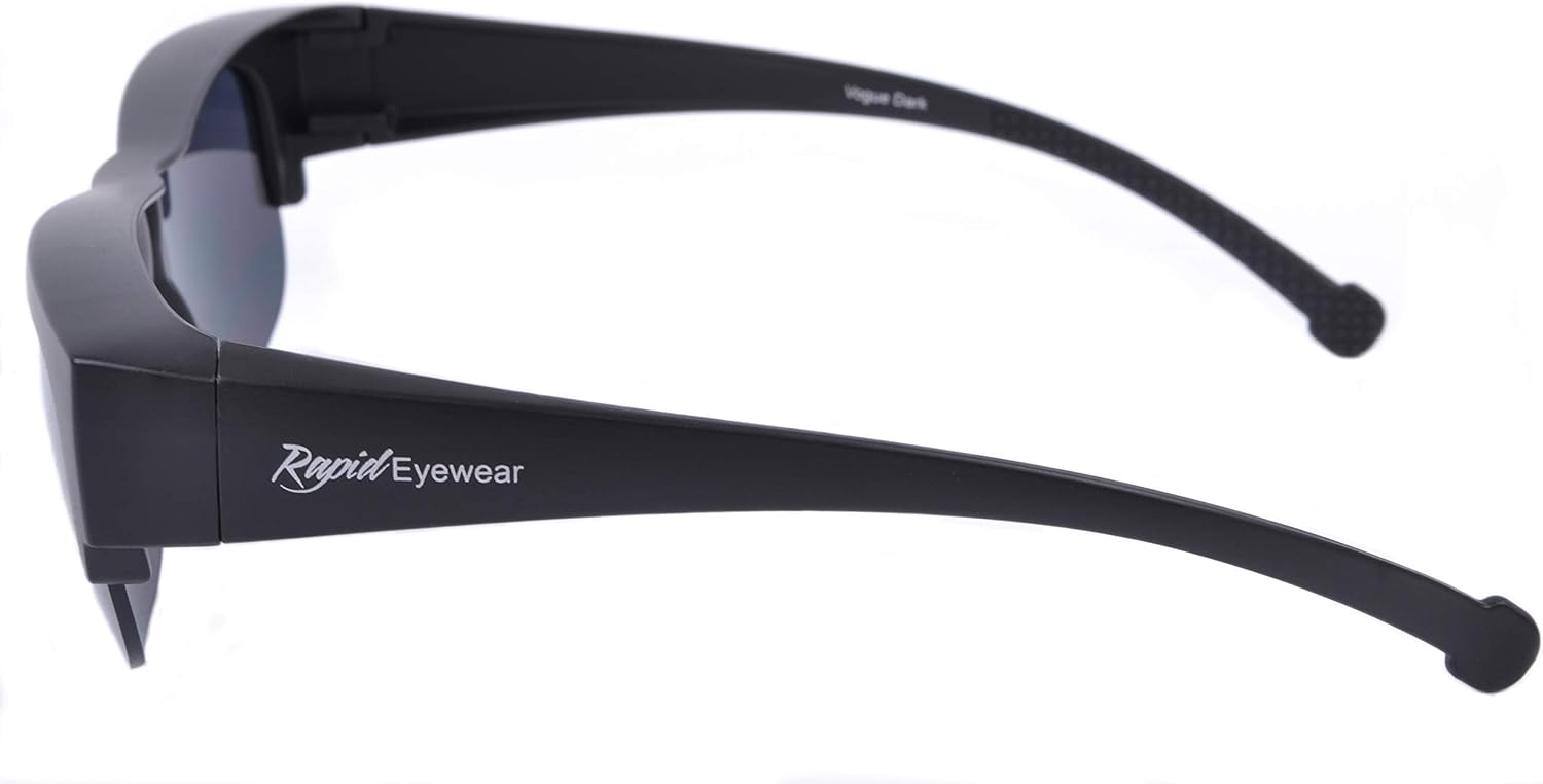 Very Dark Lens Category 4 Over Glasses Sunglasses for Men & Women. Fit over Normal Specs. OTG for Photophobia & Light Sensitivity