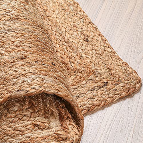 Hausattire Hand Woven Jute Braided Rug, 5'x8' – Natural, Reversible Boho Entry Area Rugs for Kitchen, Living Room I Farmhouse Indoor Outdoor Decorative Floor Rug, 60x96 Inches