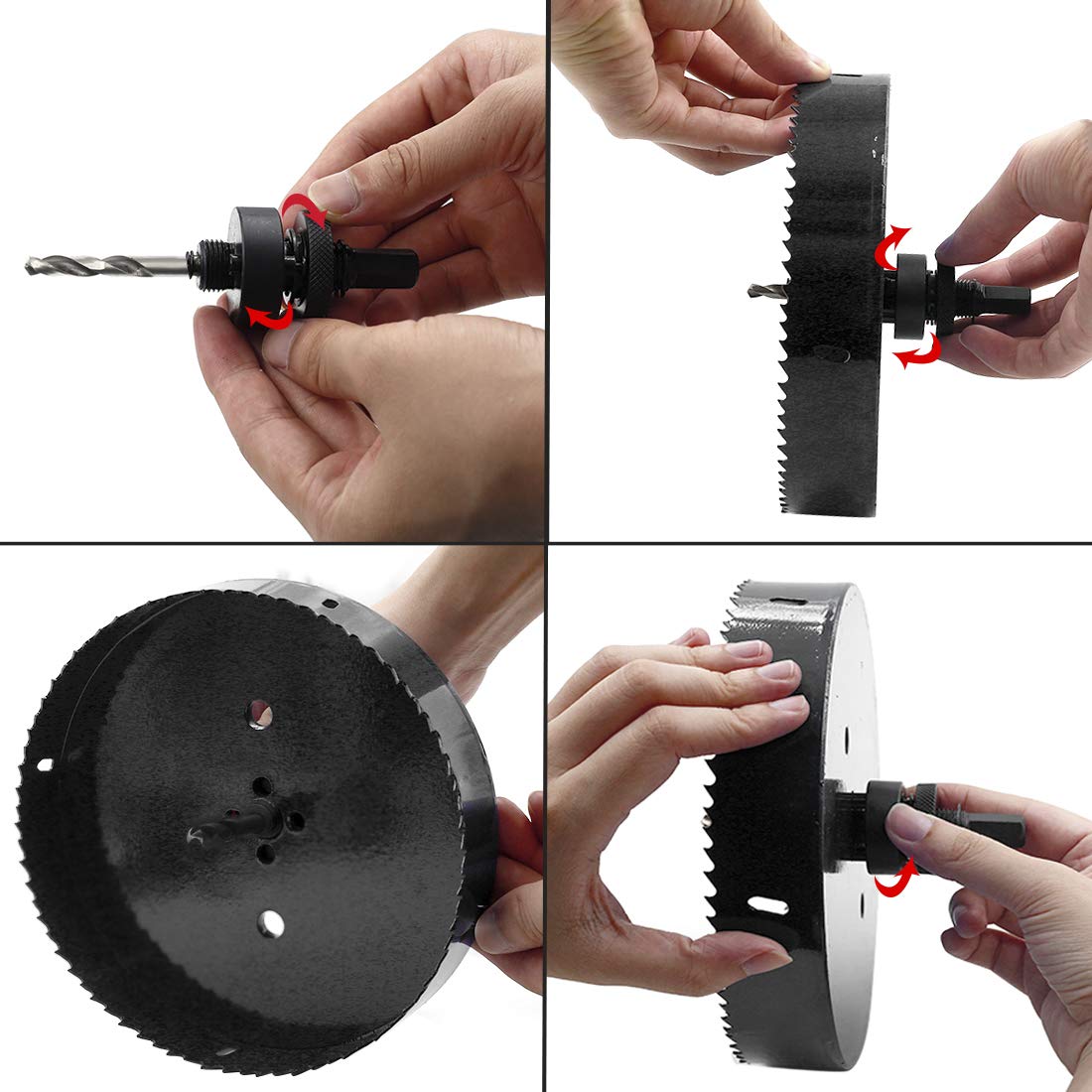 Sega a tazza da 203 mm con albero resistente, profondità di taglio di 30 mm, fresa a tazza bimetallica HSS per luci da incasso, taglio senza intoppi in legno, plastica, cartongesso e metallo