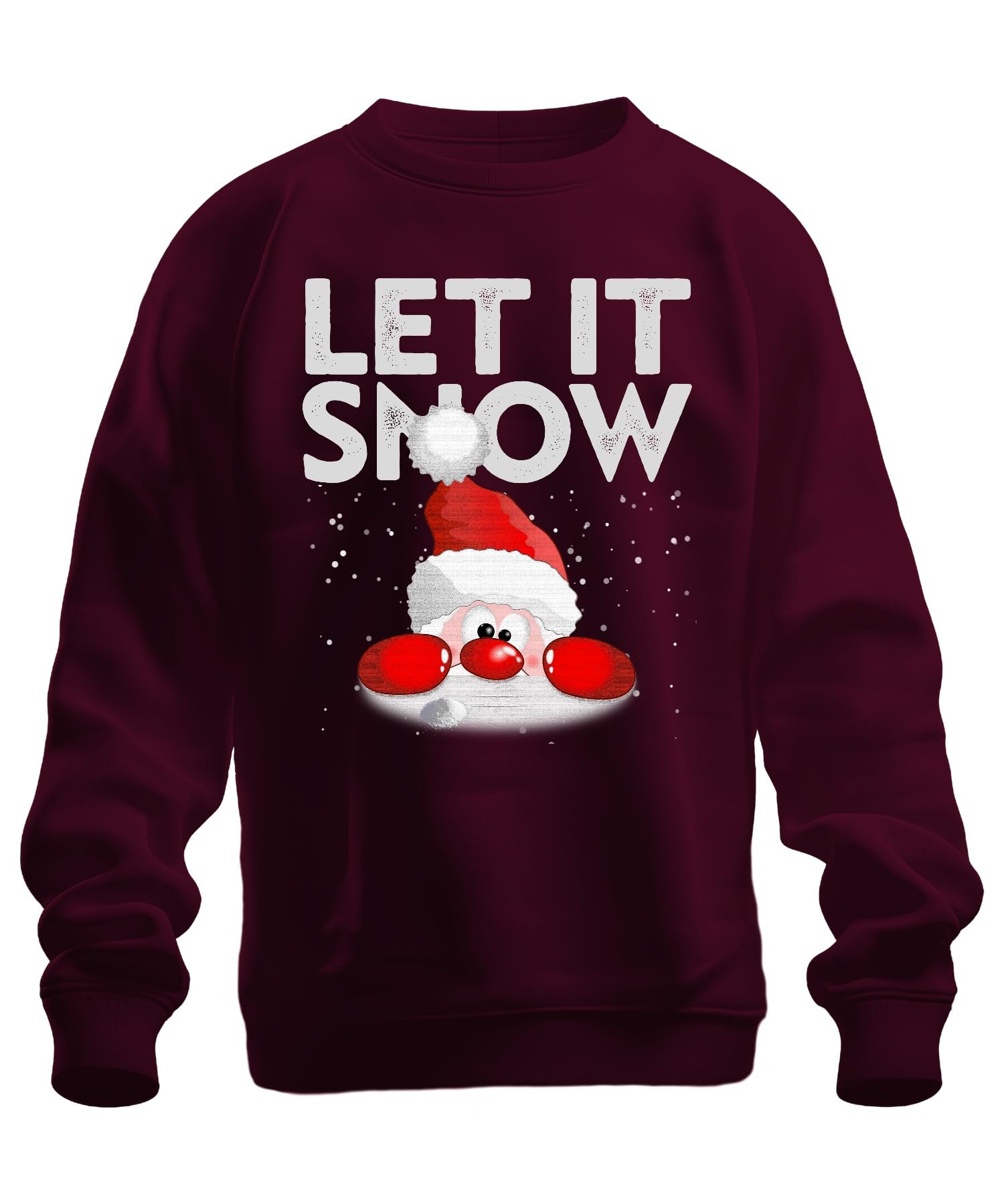 Printera Unisex Burgundy Let It Snow Christmas Christmas Jumper, M
