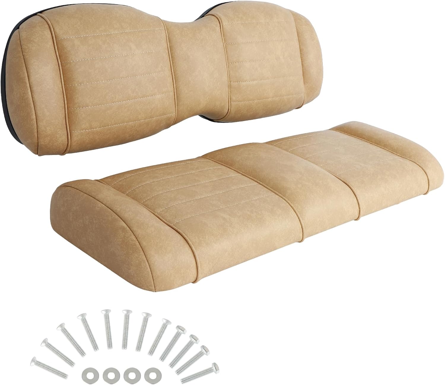 Universal Rear Replacement Cushions for Golf Cart Rear Seat, Golf Cart Rear Flip Seat for EZGO for Club Car for YAMAHA, Upgraded Luxurious Thickened Version, Beige, 2 Piece Set