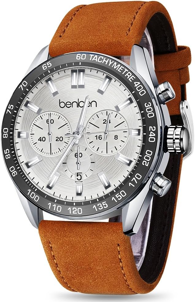 MINI Focus Men Watches Business Casual Wrist Watches (Multifunction/Waterproof/Luminous/Calendar) Genuine Leather Band Fashion Watch for Men