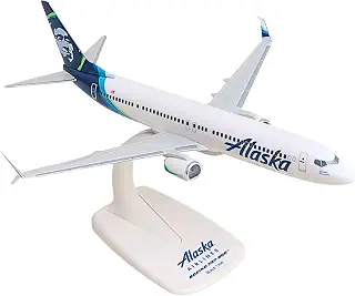 SkyMarks アラスカ航空 ボーイング 737-900 1:200スケール コレクタブル射出成形プラスチック飛行機モデル ディスプレイスタンド付き 14歳以上の公式ライセンスモデル