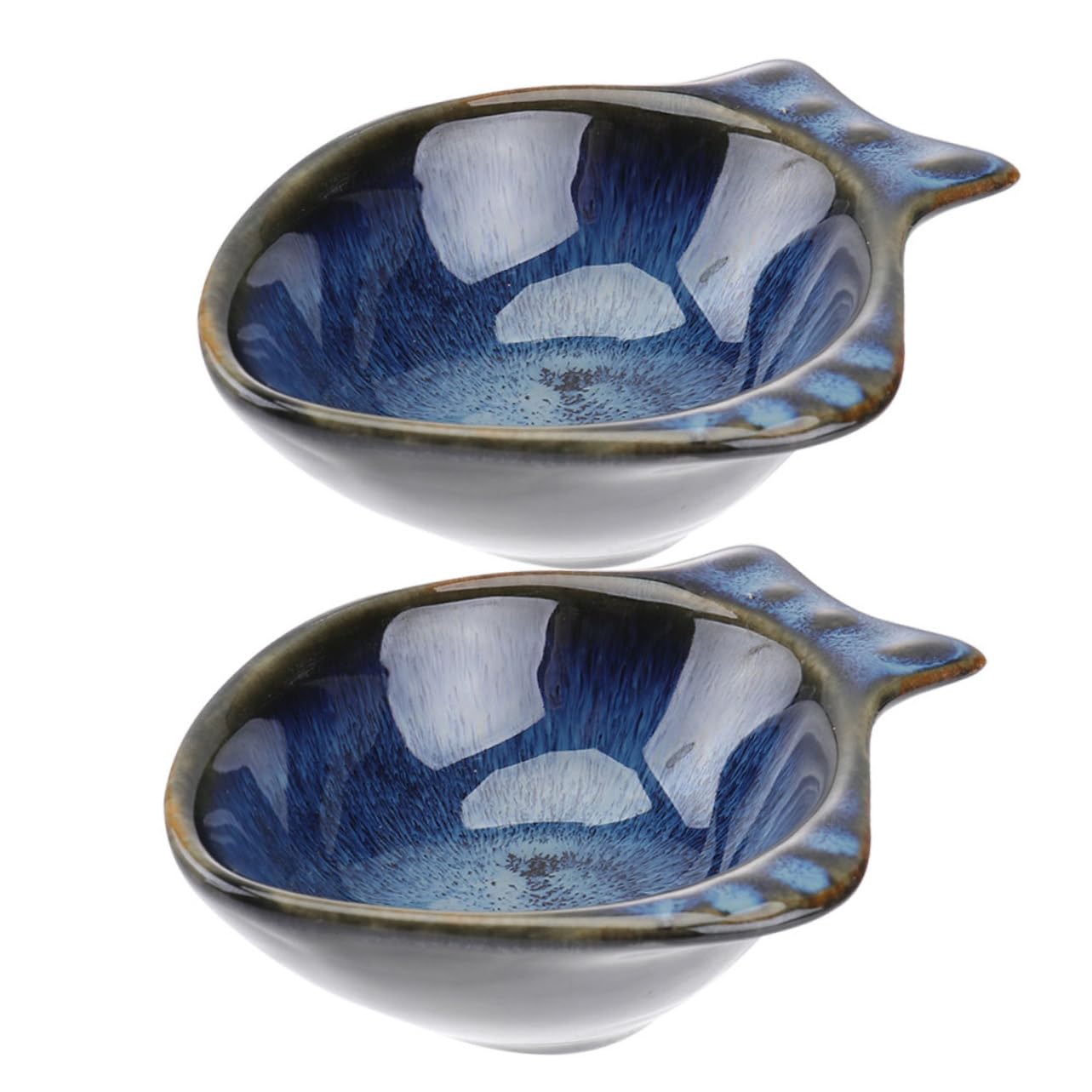 Cabilock 2Pcs Fish Shaped Ceramic Sauce Plates Dipping Bowls for Soy Sauce Style Side Dish Dishes for Home and Restaurant for Appetizers and Condiments