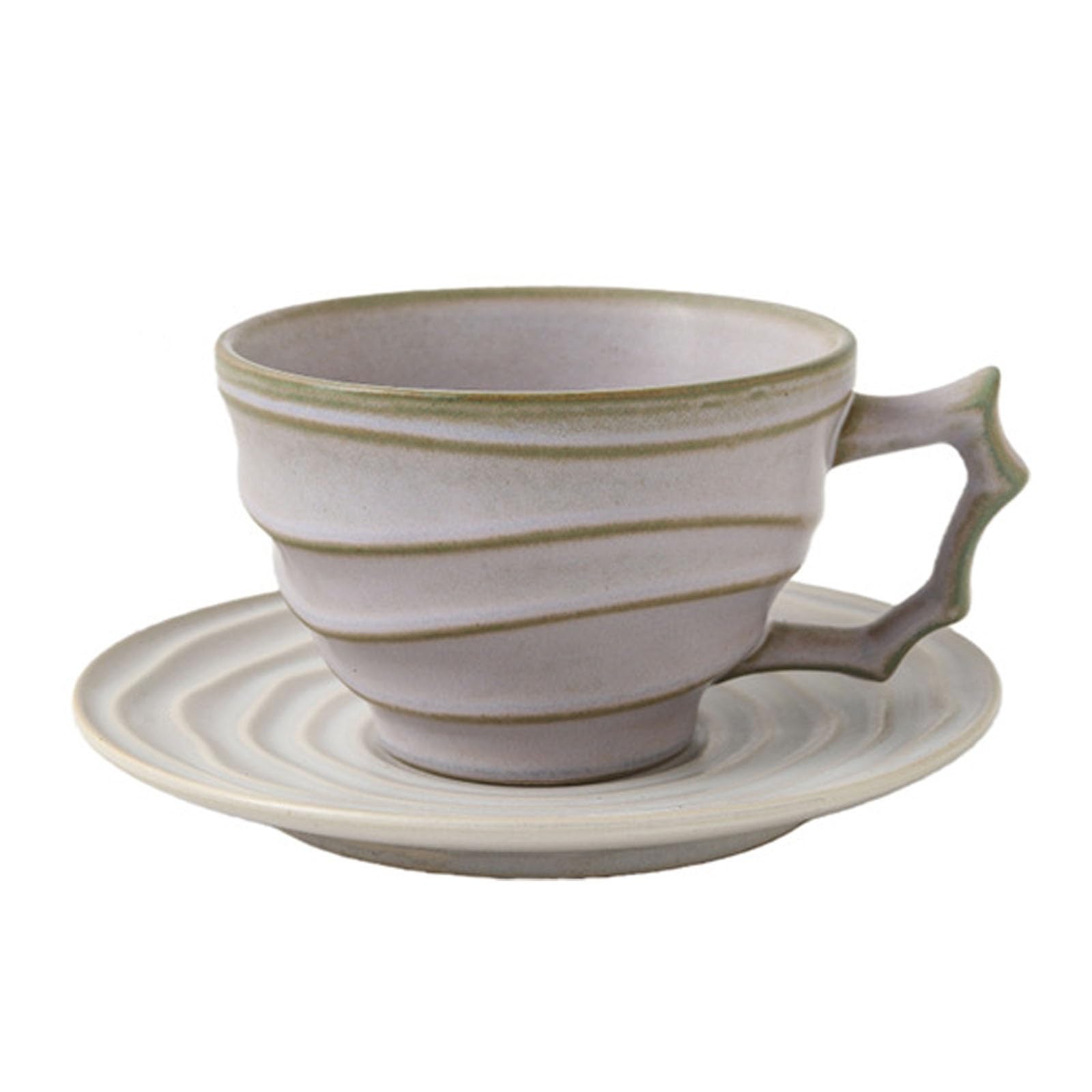 Ceramiczny zestaw filiżanek do kawy, kreatywny kubek 300 ml z talerzem, idealny do popołudniowej herbaty, śniadania i codziennego użytku, idealny do domu i biura