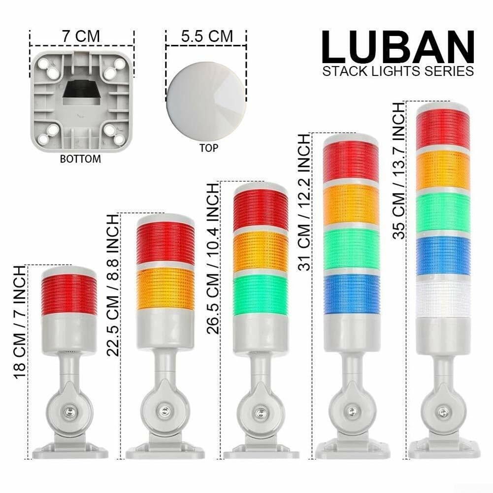 Signalturm-Stapelleuchten, industrielle Maschinen-Signalleuchten, Kontrollleuchte mit drehbarem Sockel (5 Stufen mit Summer)