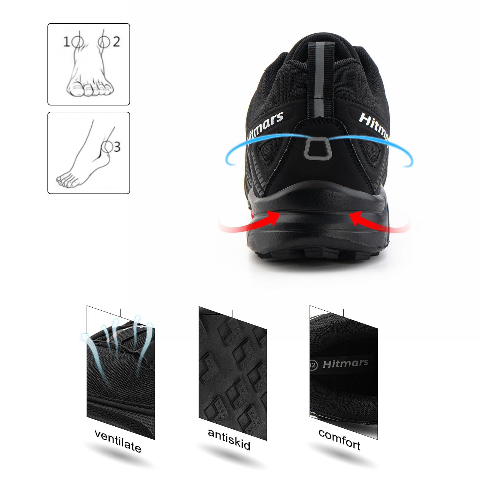 Hitmars Chaussures de Trail Homme Femme Chaussures de Trail Running Baskets Trekking Chaussure de Randonnee Outdoor Antidérapante Respirantes Chaussures de Marche EU 37-47