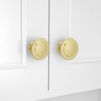 HOMOTEK 30 Pack Cabinet Knobs Drawer Pulls Brushed Brass Zinc Stepped Round Dresser Handles,Kitchen,Cupboard, Bathroom, Wardrobe,Cabinet Hardware