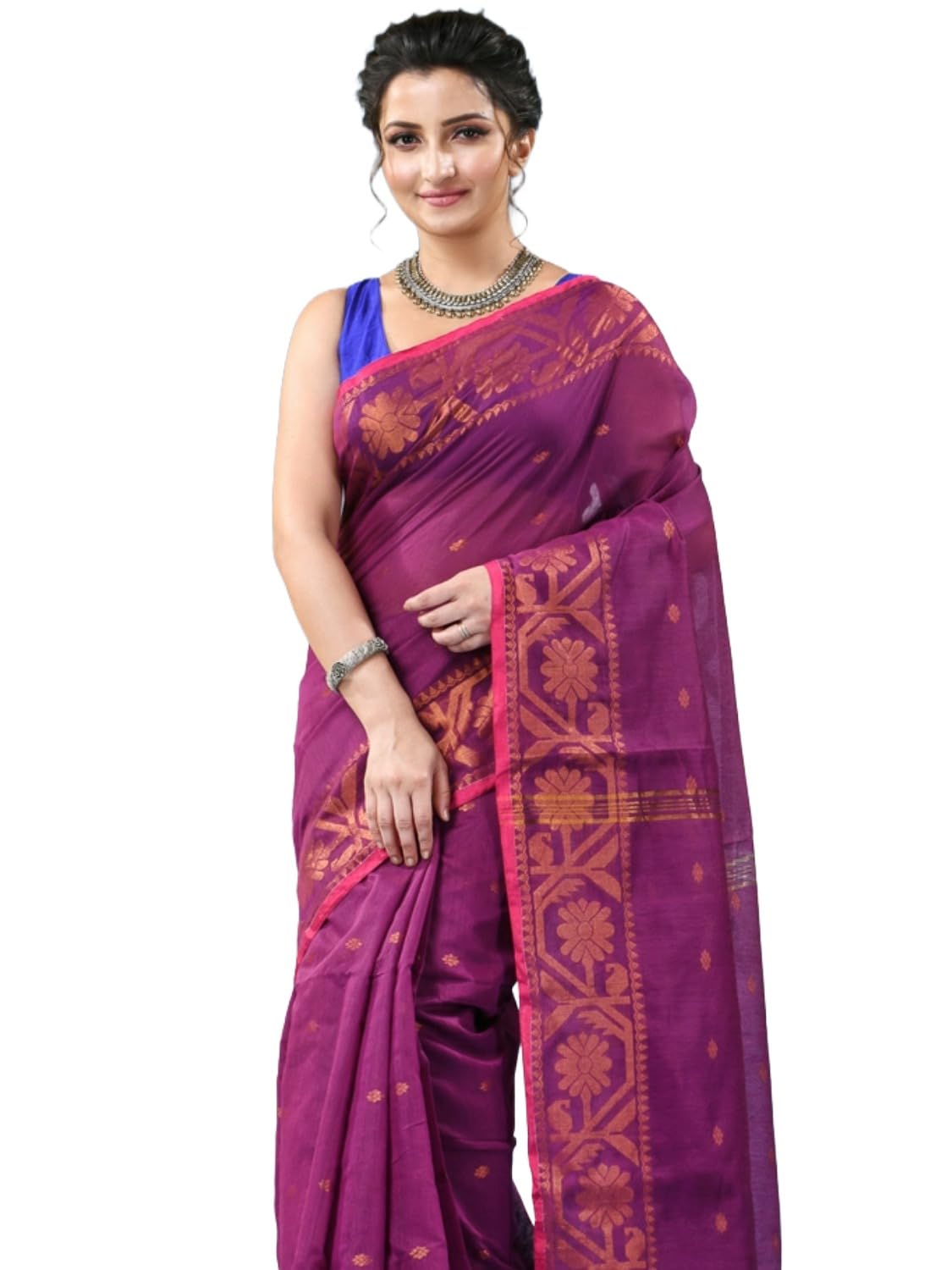 Women`s cotton Silk Handloom Cotton Blend Saree Jharbati design mysore silk saree chiffon georgette latest, smooth silk party, wear sari with unstitched blouse piece for women-image-35