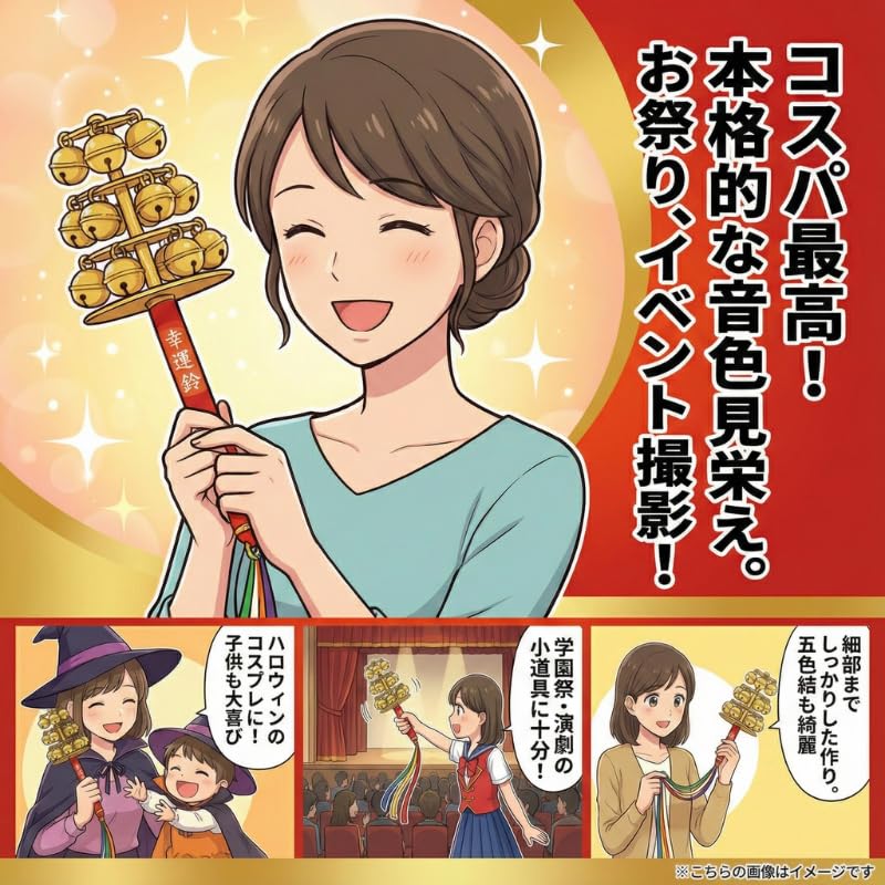 Amazon.co.jp: ノーブランド品 神楽鈴 巫女鈴 三番叟鈴 25cm×7.5cm