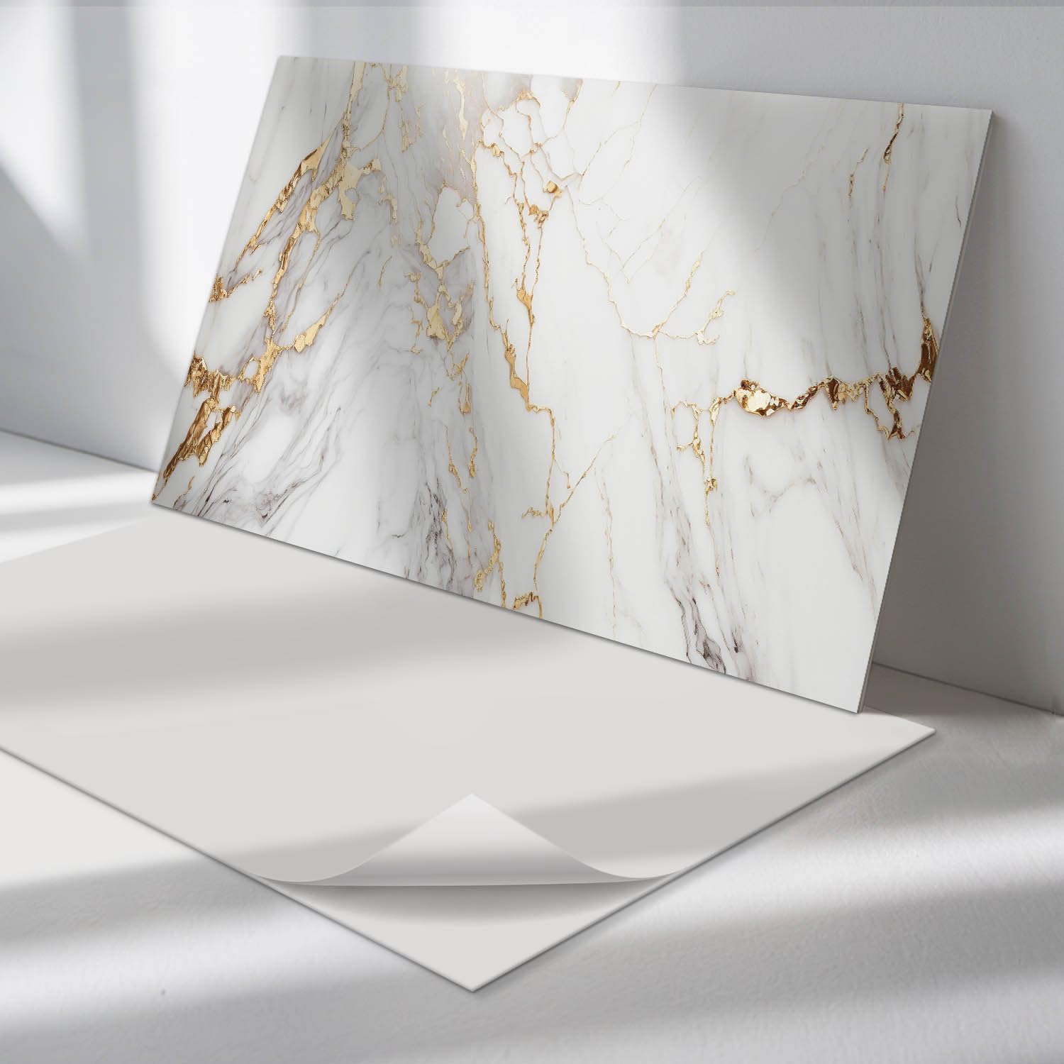 Paneles Decorativos 100x50 cm Montaje en Pared Impermeable 1 Pieza Montaje Rápido Sostenible Fácil de Limpiar Cocina Fácil Limpieza - Mármol elegante con vetas