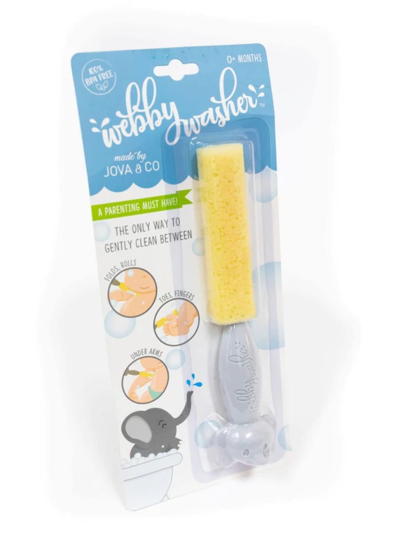 Webby WasherOllie | Infant and Baby Bathing Sponge | Gray