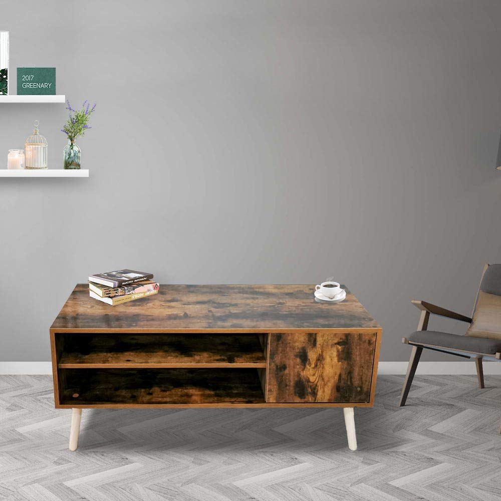 BAKAJI Mobile TV in Legno effetto anticato con 2 Ripiani Porta Console Videogiochi DVD Mobiletto basso Porta Televisore Design Moderno Industriale (110 x 40 x 50 cm)
