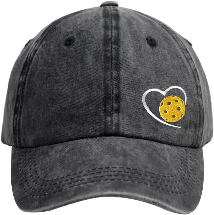 Heart Pickleball Gifts for Women Men, Responsibly Cotton Embroidered Adjustable Pickle Ball Baseball Cap - Image 2