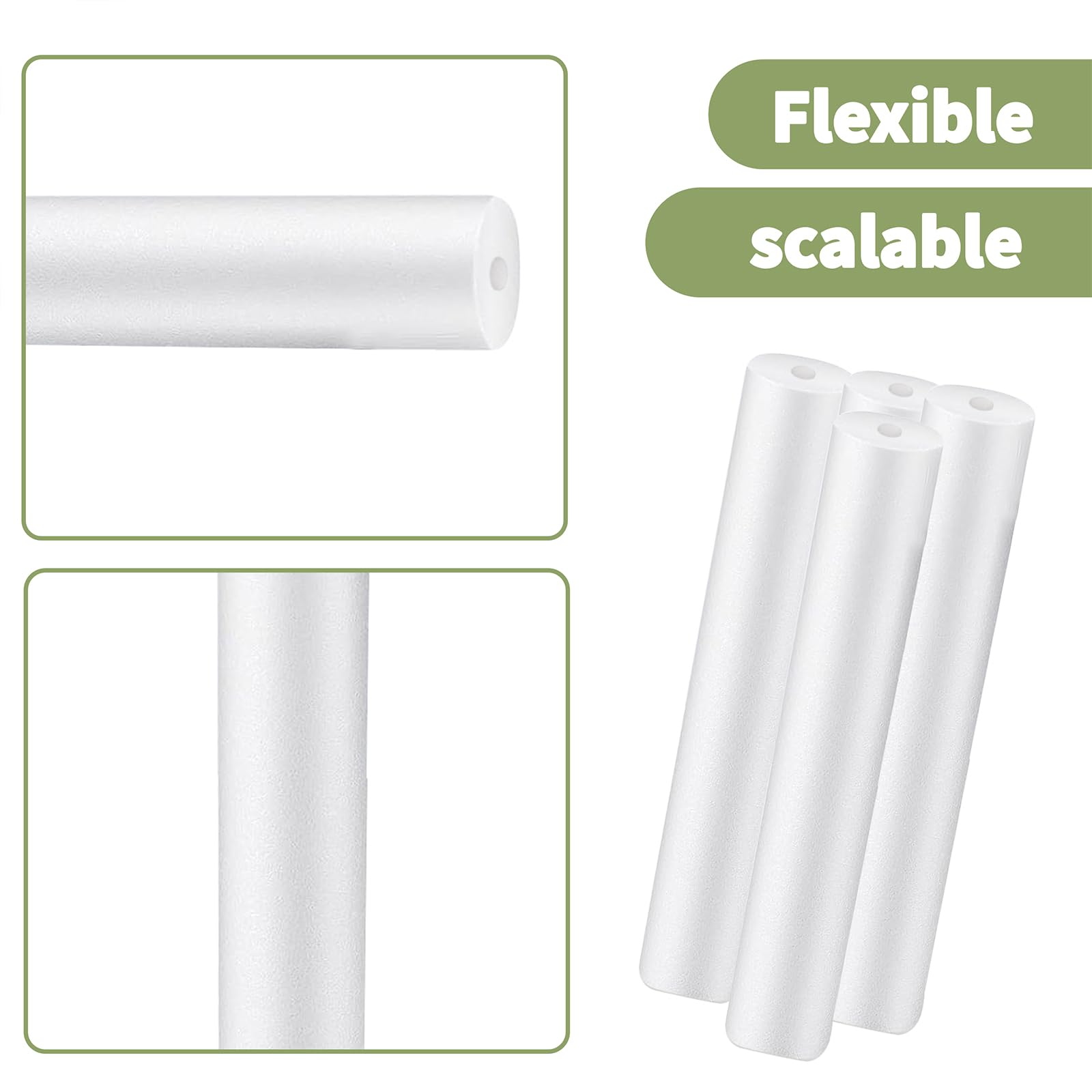 4 Pezzi Spugna per Fiori Canne in Schiuma per composizioni Floreali Tubo in Schiuma per Modellismo Forniture per Arti e Mestieri Fai-da-Te Bianco 40x5 cm