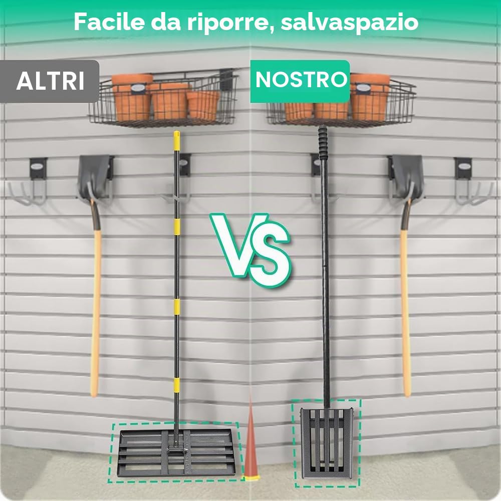 Rastrello per livellamento del prato, 76 x 25 cm, con stelo, rastrello per livellamento prato, piastra pieghevole per prato, per livellare prato, sabbia/terreno per il campo da golf da giardino.