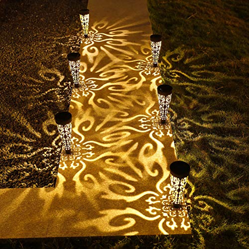 Go2Garden 6Pcs Solar Lights Outdoor Decorative Conical Garden Stakes For Patio, Yard, Lawn, Pathway Decor Landscape Lighting (Black) #TOP4