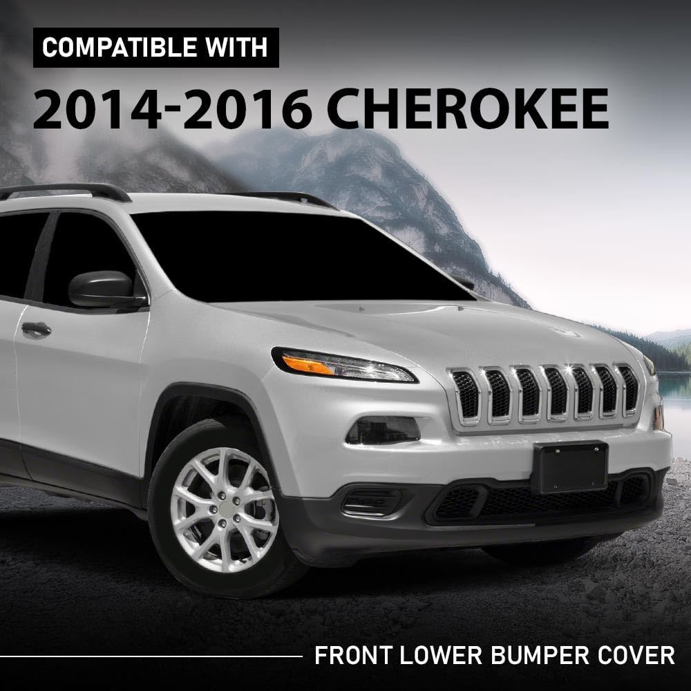 G-PLUS Front Lower Bumper Cover Compatible with Jeep Cherokee Latitude Plus 2018, Fit Jeep Cherokee (submodel: Latitude, Limited, North, Sport) 2014-2018 68203213AB, 68203213AA, CH1015119