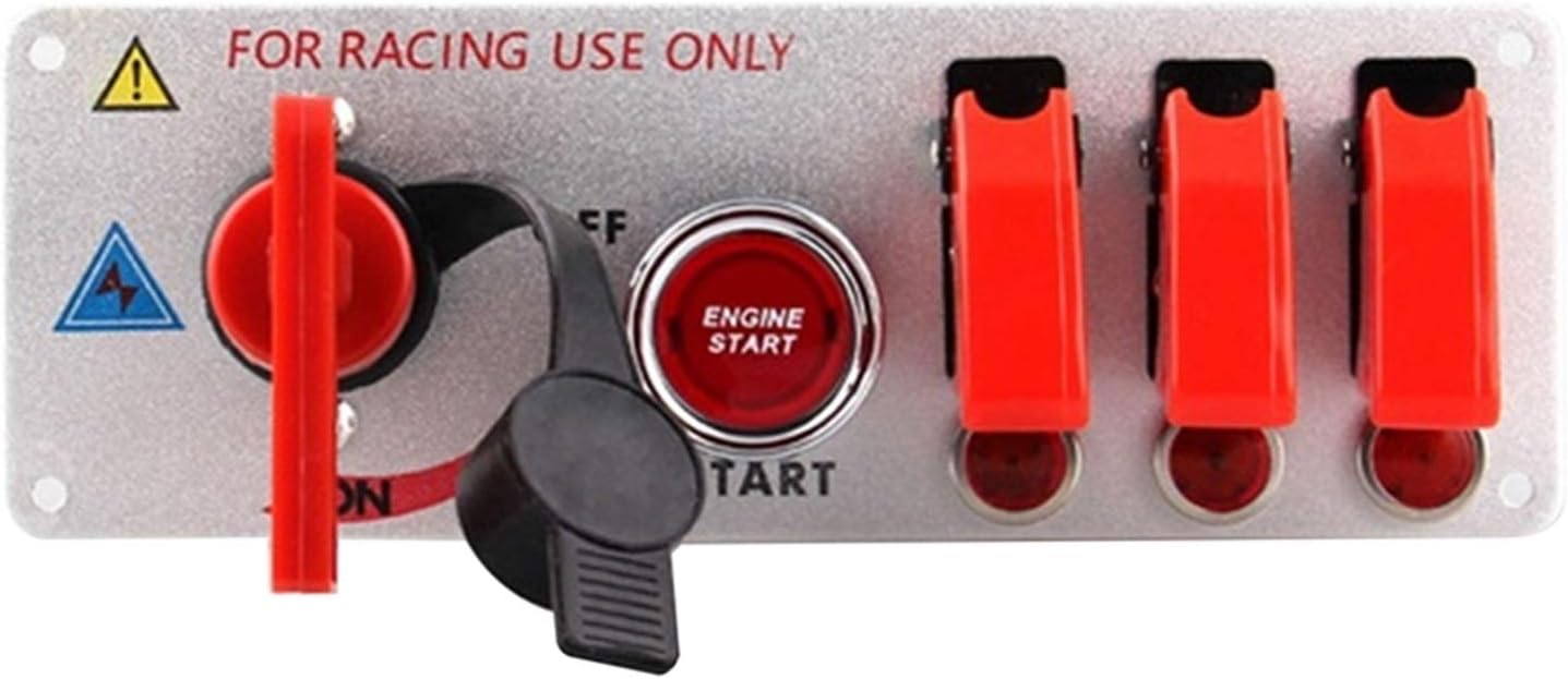 Furong 1エンジンスタートプッシュボタンの車のフリップアップイグニッションスイッチパネルled 18 Off 12v 5 Silver Color