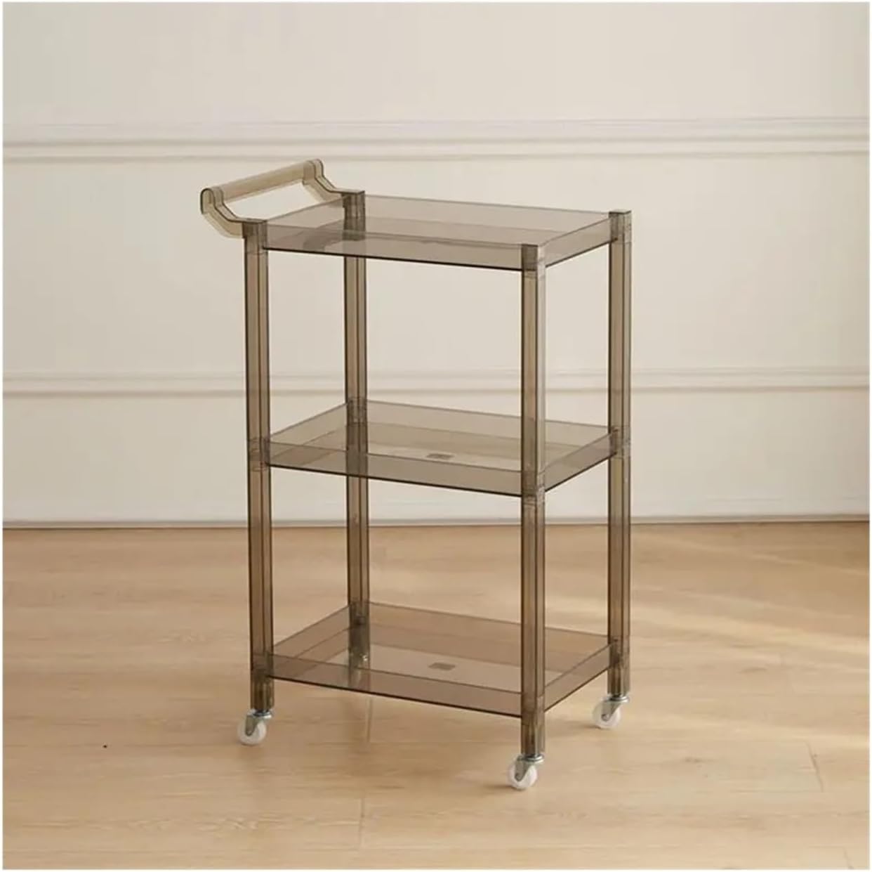 Storage Trolley Rolling Storage Cart,Removable Snack,Acrylic Transparent Trolley, Household Kitchen Shelf,Utility Shelving Organizer(Gris)