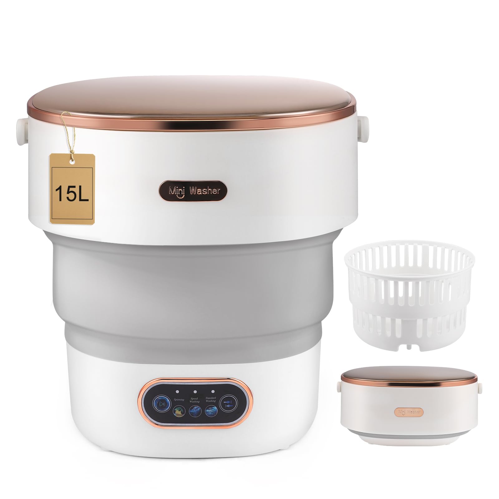 HIUYRFS Mini lavadora portátil de 15 litros con centrifugador, lavadora plegable para ropa interior, ropa de bebé y ropa pequeña, adecuada para hogares, apartamentos, dormitorios y hoteles