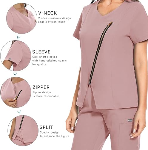 Miniatura 2 de niaahinn Conjunto de uniforme médico para mujer, uniforme de enfermería, top y pantalones deportivos, traje dental Scurb
