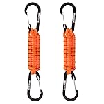 BRAVESHINE 2 Pack Paracord Keychain Hook D Ring Carabiner Clips for Water Bottle, Key, Backpacks, Boys, Girls, Men, Women - Orange