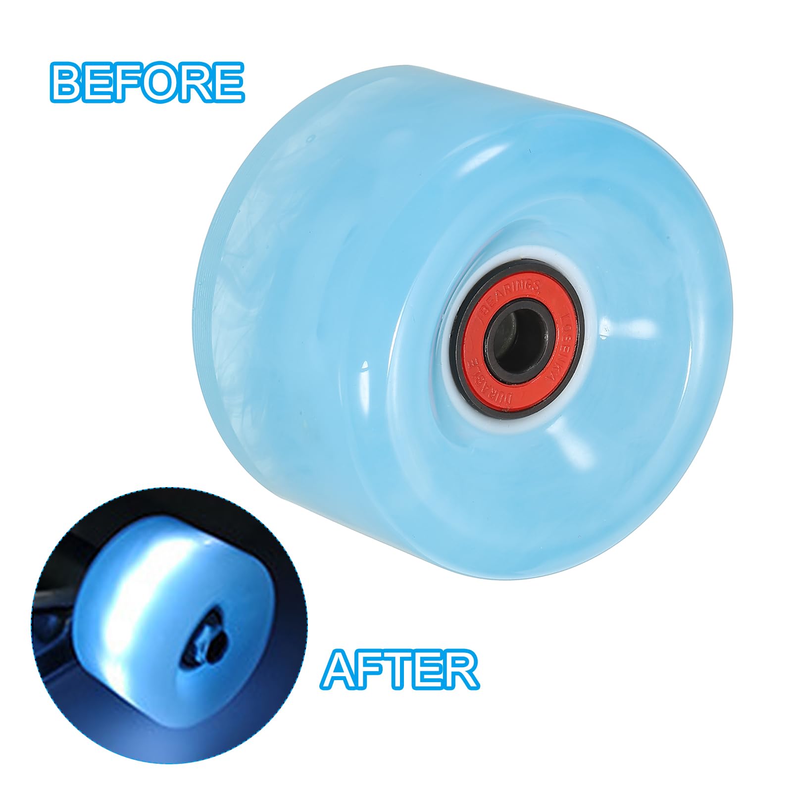 PATIKIL Kit 4 Roues Skateboard Cruiser 65mm 78A – Lumineuses, Avec Roulements, Trucks Et Outil – Gris