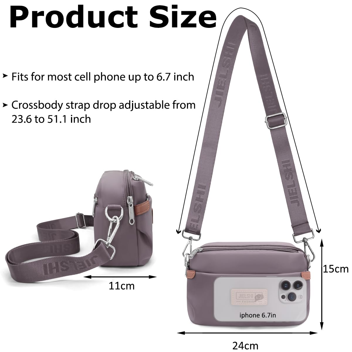REETEE Sac Bandoulière Femme Impermeable Nylon Sacoche Femme Bandoulière Petit Sac a Main Femmes Bandoulieres avec Large Bandoulieres Amovible et Réglable
