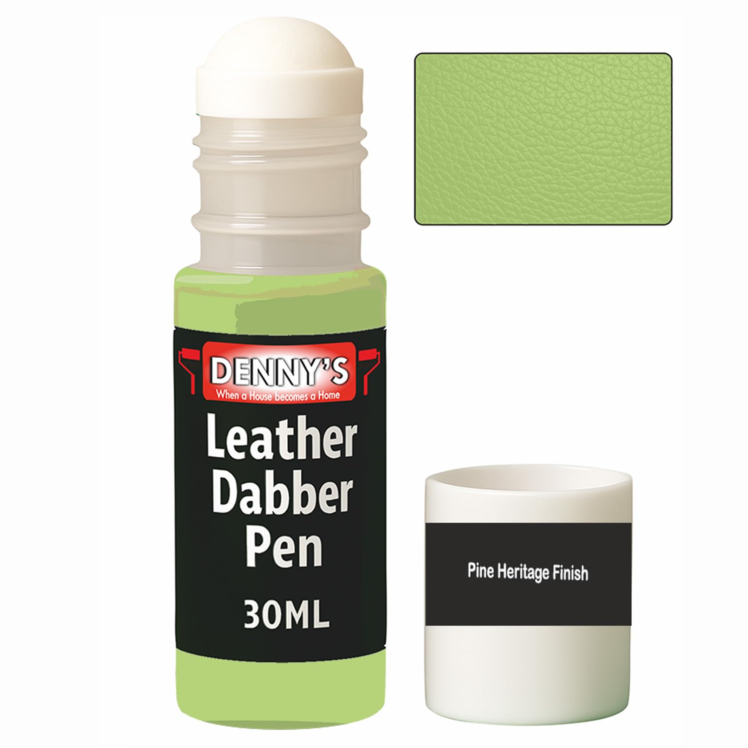 Leather Dabber Pen, 30ml, Leather Recolouring Paint Dye Balm Sofas, Repair Faded & Scratched Upholstery Car Seats, Shoes and Clothing, Green Shades (Pine Heritage Finish)