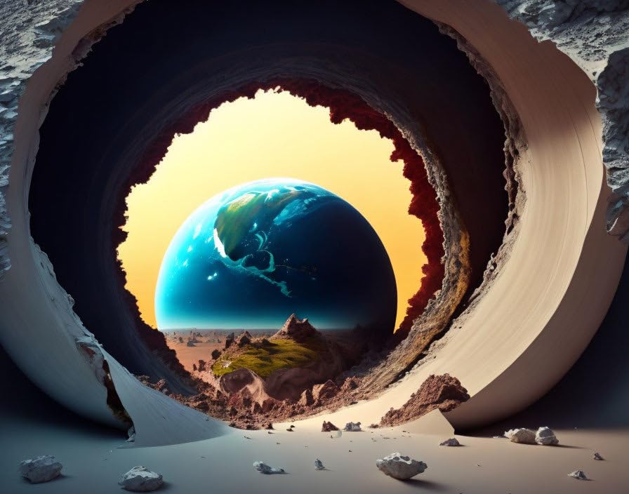 La Terre s'effondre sur Itsself poster toile 60x90cm décoration murale