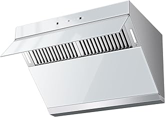 Under Cabinet Range Hood 30 Inch, 900 CFM Wall Mount Vent Hood with Auto-cleaning Function,Gesture & Touch Control, Silver Grey Tempered Glass Surface Kitchen Hood 3 Speed Exhaust Fan