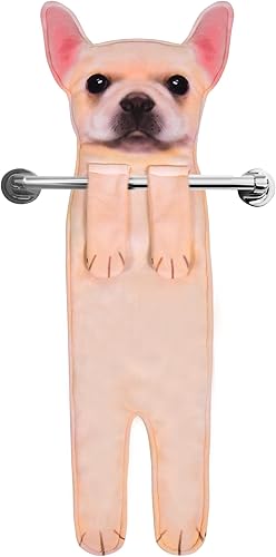 Divertidas toallas de mano para perro de Bulldog Francés para la cocina y el baño, regalos para mujeres, perros, papá, regalos para hombres, Día de