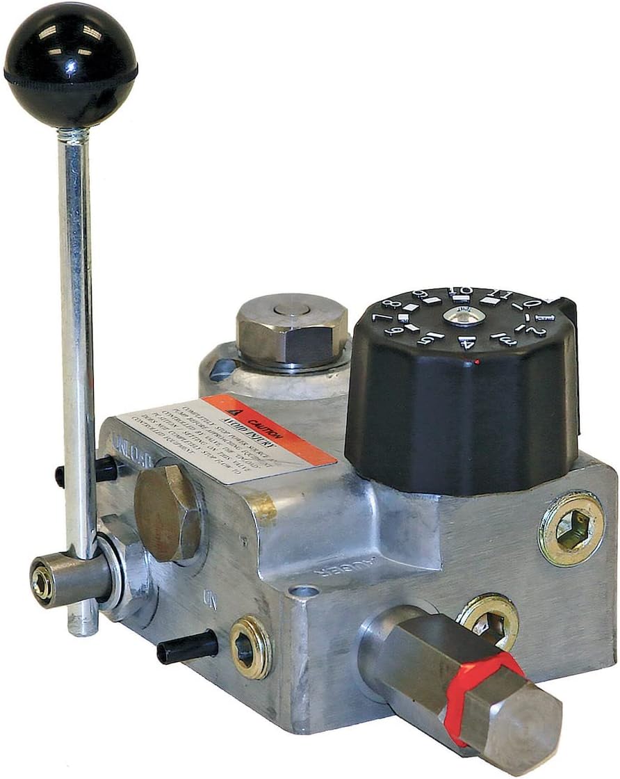Buyers Products HV020 Single Flow Hydraulic Spreader Valve, 20 GPM 2000 PSI Manual Control with 11 Position Detent, 3/4 NPT Ports, Compact Aluminum Body for Truck Spreader Systems