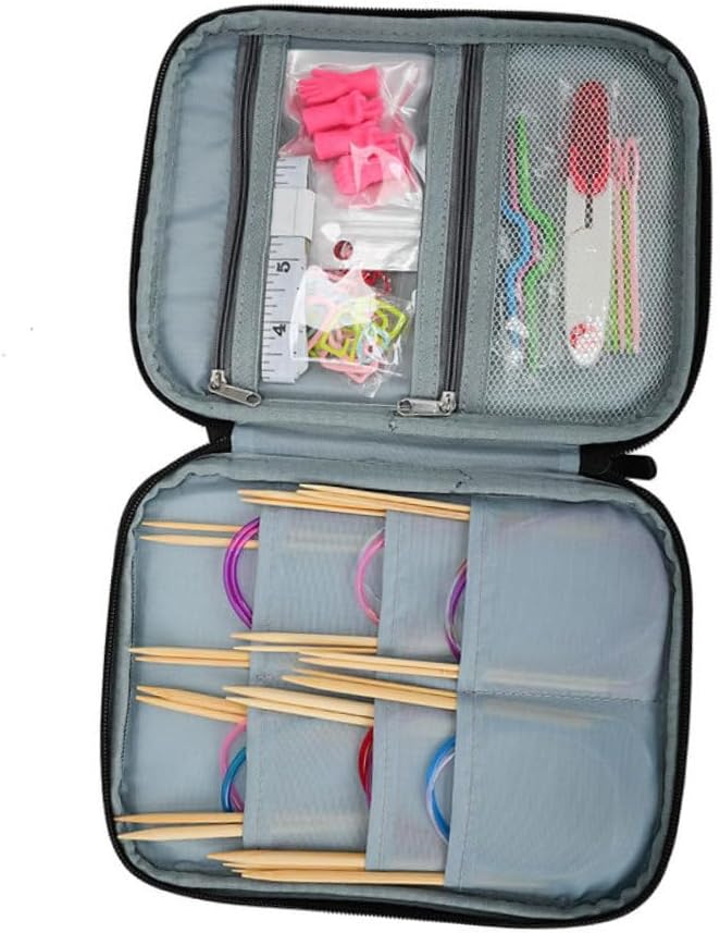 Hohopeti Multi-Function Knitting Needles 17 Sizes Crochet Hooks Set Knitting Accessories Oxford Storage Pouch for Tools