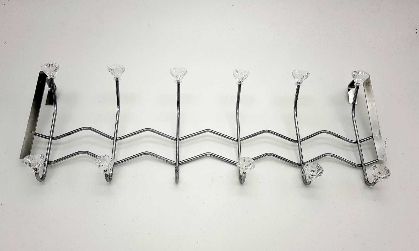 Rsk Goods Clear Crystal Diamond Metal Over Door Hanger / 12 Hook Rack (5 Colours Available) (Clear)