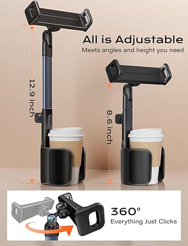 Miniatura 8 de Soporte para tableta 3 en 1 para botella de coche, soporte para tableta de automóvil, soporte de tableta de aleación de aluminio resistente, soporte