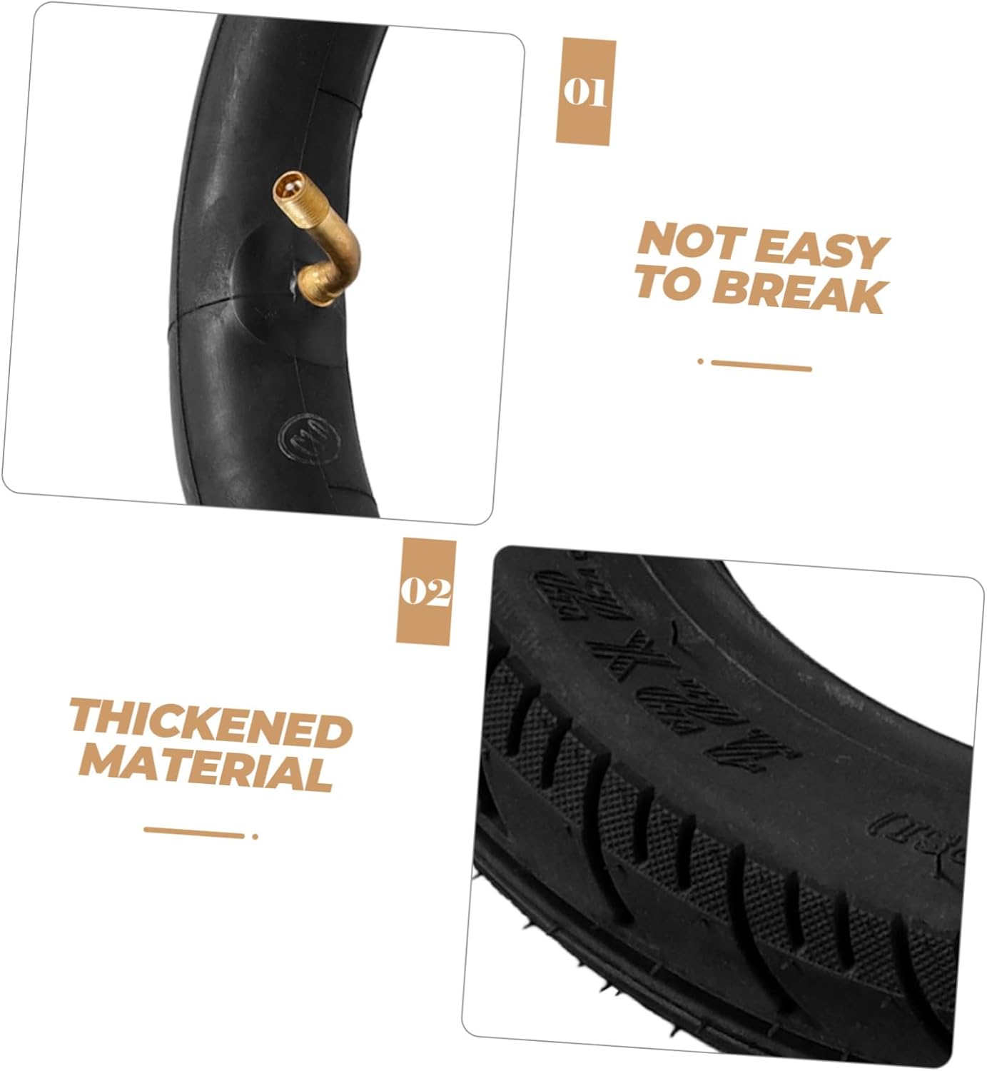 Zerodeko Electric Scooter Tire Tube Set Rear Tire and Inner Tube for Electric Scooters High-strength and Quiet Ride Easy Installation Elbow Valve