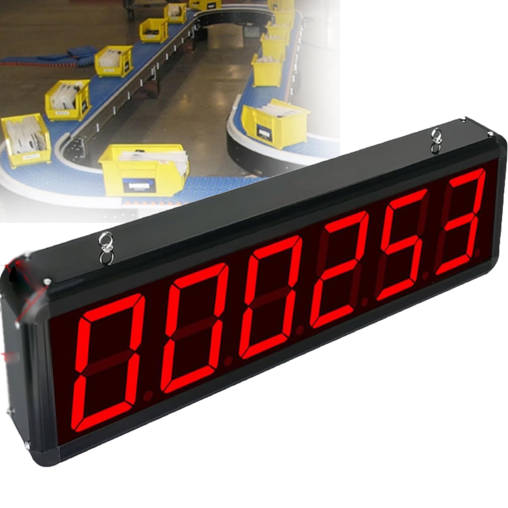 Contador digital con pantalla LED, pantalla de 6 dígitos para cinta transportadora, línea de producción, seguimiento de visitantes de personas