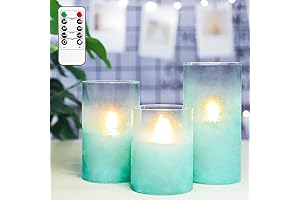 Aqua Serenity: Green Flameless Candles for Coastal Ambiance