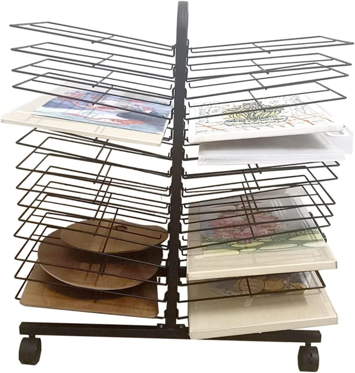 NGDFGR Mobile Art Drying Rack For Classrooms,Space-Saving Shelf Suitable For Paper,Drying Easel Art Studio,For Home Or Classroom Use,