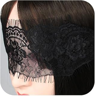 Mysterious Lace Masquerade Mask Sexy Blindfold Hollowed Flower Lace Black Sleep Mask Adjustable Eye Mask Halloween Cosplay Costume Party Accessories Valentine Gifts for Women (Style6)