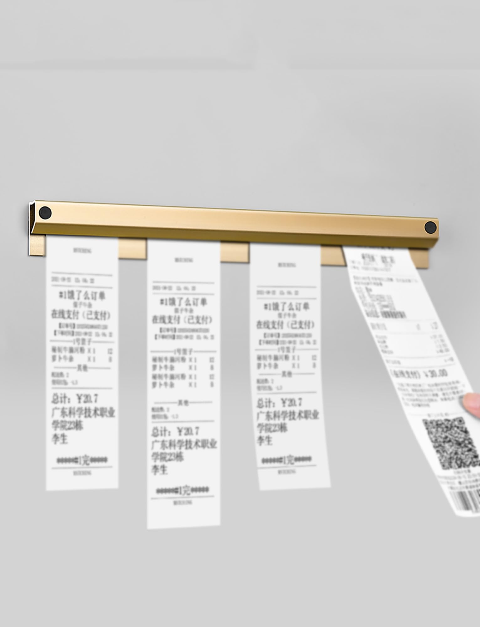 Portaconto, raccogli-ordini, supporto, biglietto da parete, porta-ordini da asporto, supporto da parete, adesivo, biglietti da catering in alluminio, linguetta for famiglia(L 120 cm/47.2 in)
