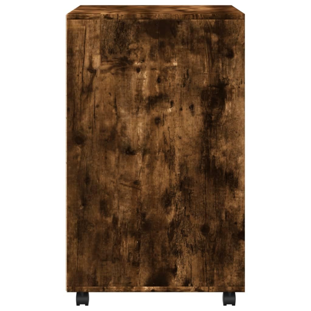 Brokky Armadietto con Ruote Rovere Fumo 60x48x81 cm in Truciolato-Carrello Porta Stampante,Mobiletto con Ruote,Supporto per Stampante in Legno,Classificatore per Documenti per Studio,Ufficio