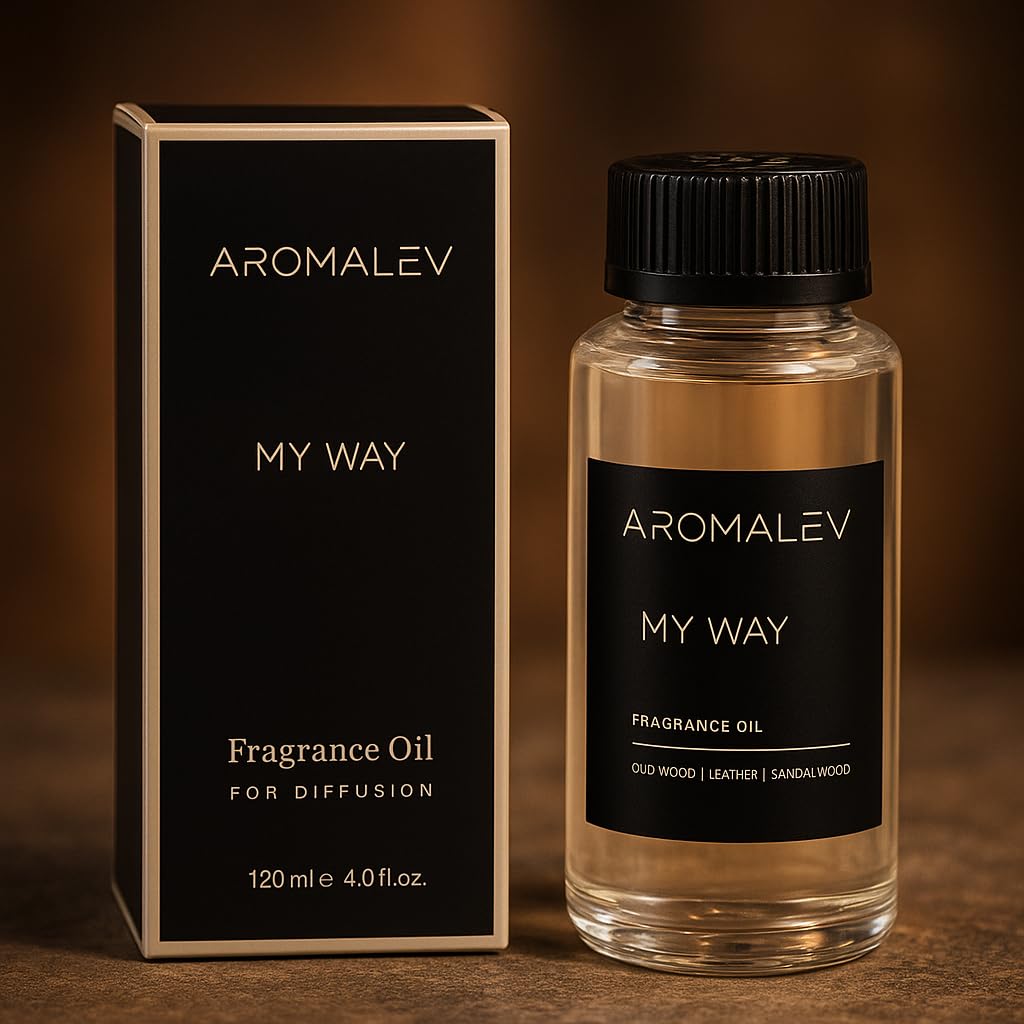 AROMALEV My Way Fragrance Oil Inspired by The 1 Hotel Miami Beach, Luxury Diffuser Blend with Notes of Oud Wood, Leather, and Sandalwood | Long Lasting Aroma | 120ml, 4.10 fl oz
