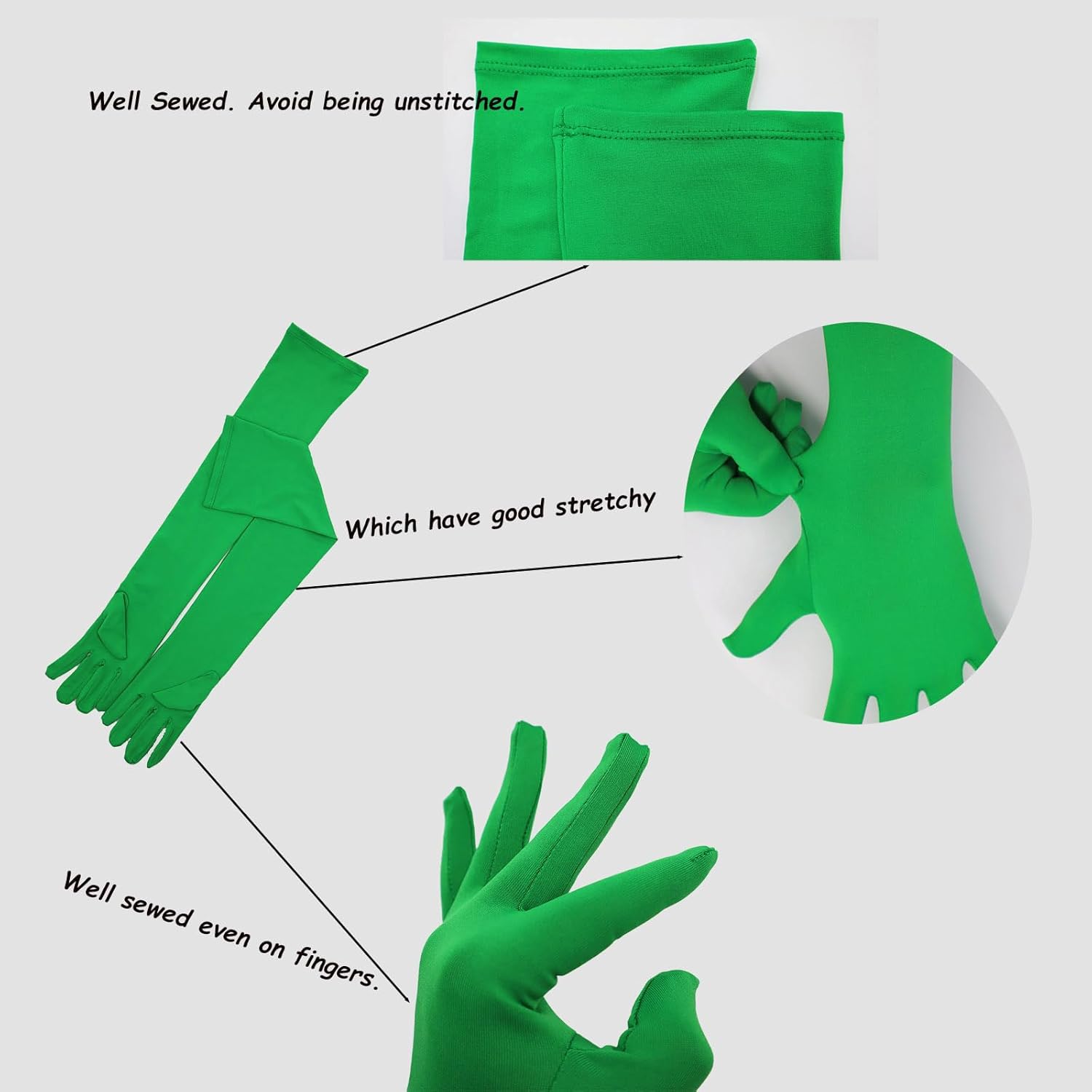 Sheface Stretchy Spandex Long Gloves - Men's & Women's Costume Gloves for Banquet, Party & Wedding - Image 3