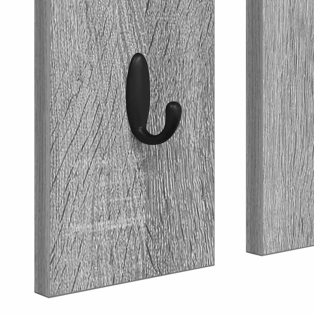 Hothingwell Wieszak ścienny z półką Sonoma szary 84 x 10 x 80 cm | Metalowe haczyki, konstrukcja drewnianej półki, pojemność 20 kg, łatwa konserwacja, nowoczesny design