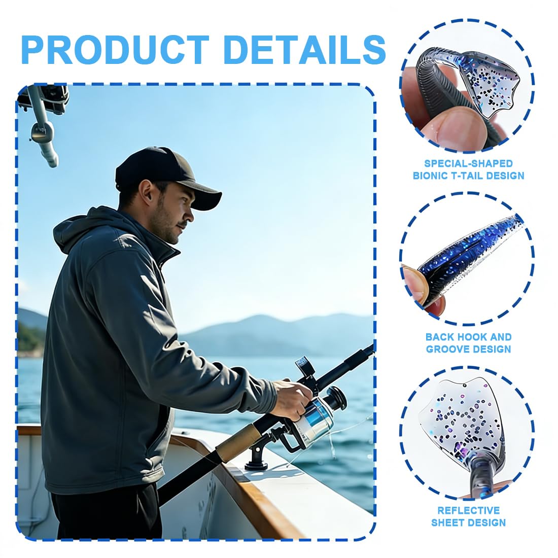 8 Piezas Jigs Señuelos De Pesca Que Se Hunden De Metal, Pesca Con Señuelos Blandos De Cola En T, Adecuado Tanto Para Agua Dulce Como Salada — view 3